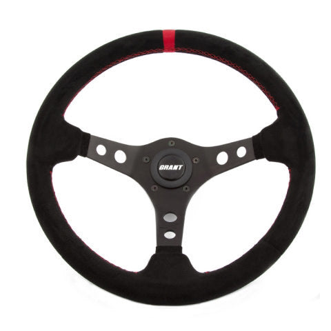 Suede Racing Steering Wheel w/Center Marker - Oval Obsessions 