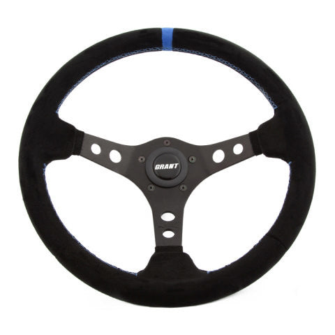 Suede Racing Steering Wheel w/Center Marker - Oval Obsessions 