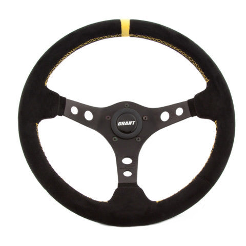 Suede Racing Steering Wheel w/Center Marker - Oval Obsessions 