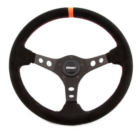 Suede Racing Steering Wheel w/Center Marker - Oval Obsessions 