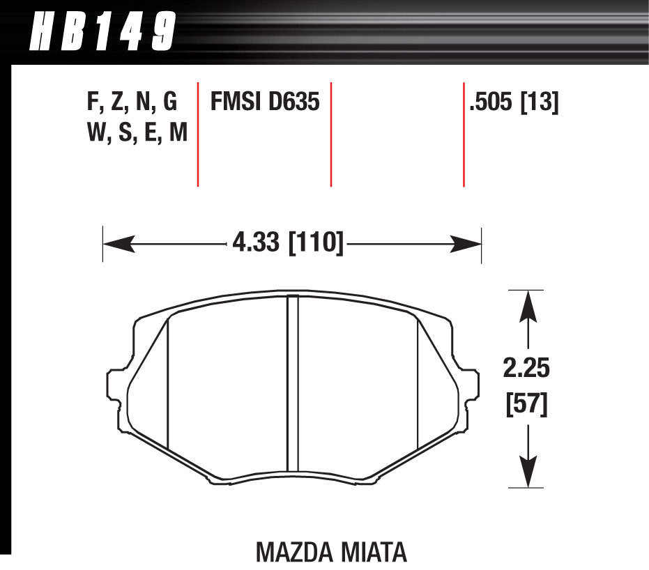 Brake Pads Front Mazda Miata MX-5 DTC-60 - Oval Obsessions 