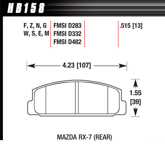 Street Brake Pads Rear Mazda RX-7 HPS - Oval Obsessions 