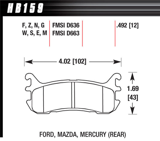 Street Brake Pads Rear Miata DTC 60 - Oval Obsessions 