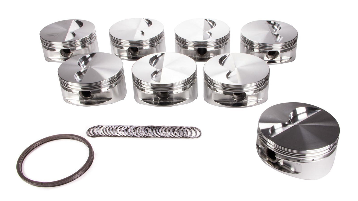 SBC F/T piston Set 4.125 Bore -5.0cc - Oval Obsessions 