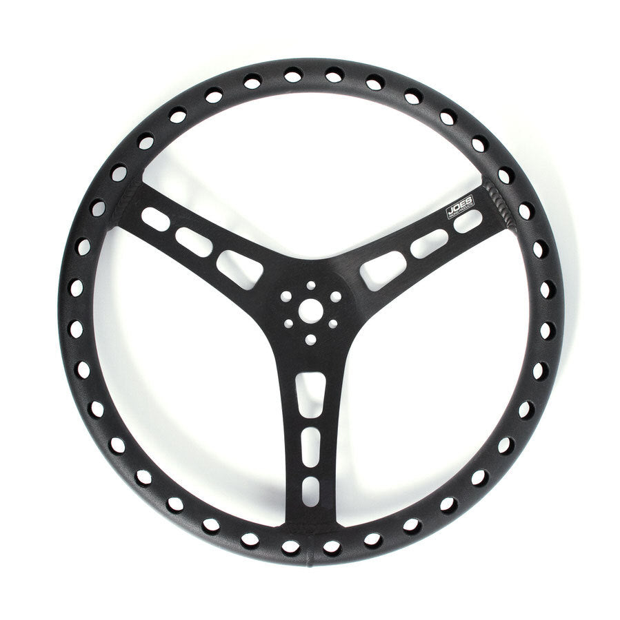 15in LW Steering Wheel Alum Dished Black - Oval Obsessions 