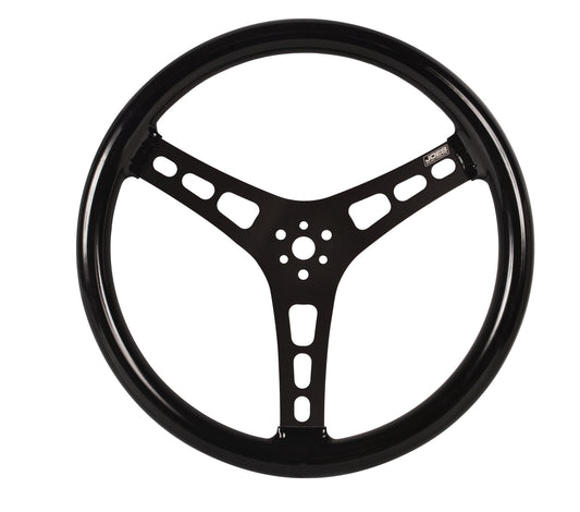 Steering Wheel 15in Flat Rubber Coated w/ Black - Oval Obsessions 