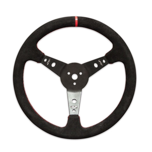 Steering Wheel 15in Dished Suede Blk Spokes - Oval Obsessions 