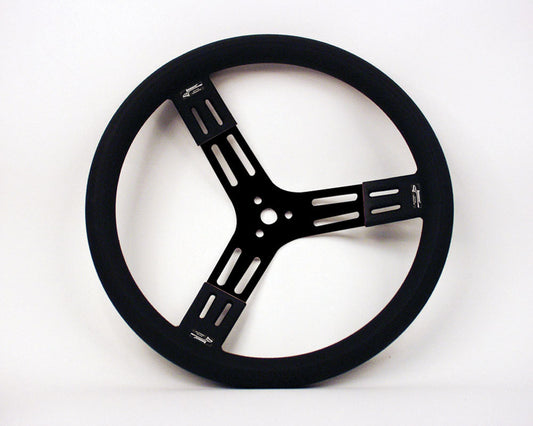 15in. Steering Wheel Black Steel Smooth Grip - Oval Obsessions 