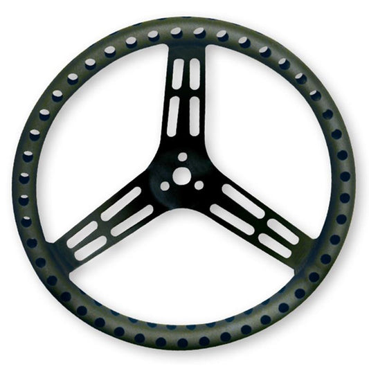 Steering Wheel 15in Flat Drilled Black - Oval Obsessions 