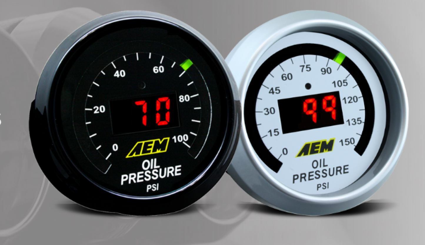 AEM Oil Pressure Gauge - 0-150 PSI - Premium Dash Accessories from AEM EV - Just $219.95! Shop now at Powerholics Performance LLC